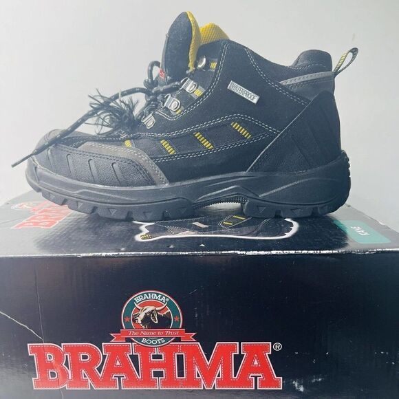 BRAHMA KANE Mens 7.5 Leather Hiking Trail Work Boots Waterproof Steel Toe ASTM - Picture 1 of 9